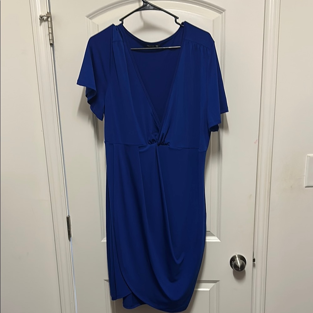 SHEIN Blue Asymmetrical Sheath Dress with Flutter Sleeves